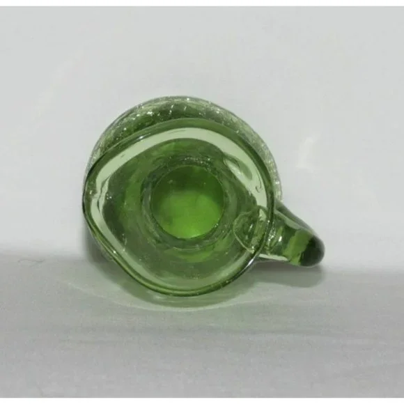 Elegant Glass CRACKLE Olive Green Slender Miniature Pitcher - Picture 3 of 4